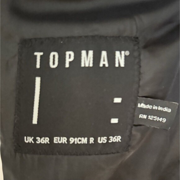 Topman Crosshatch Gray Blazer Men’s 36R Slim Fit 2-Button Jacket - Picture 8 of 10